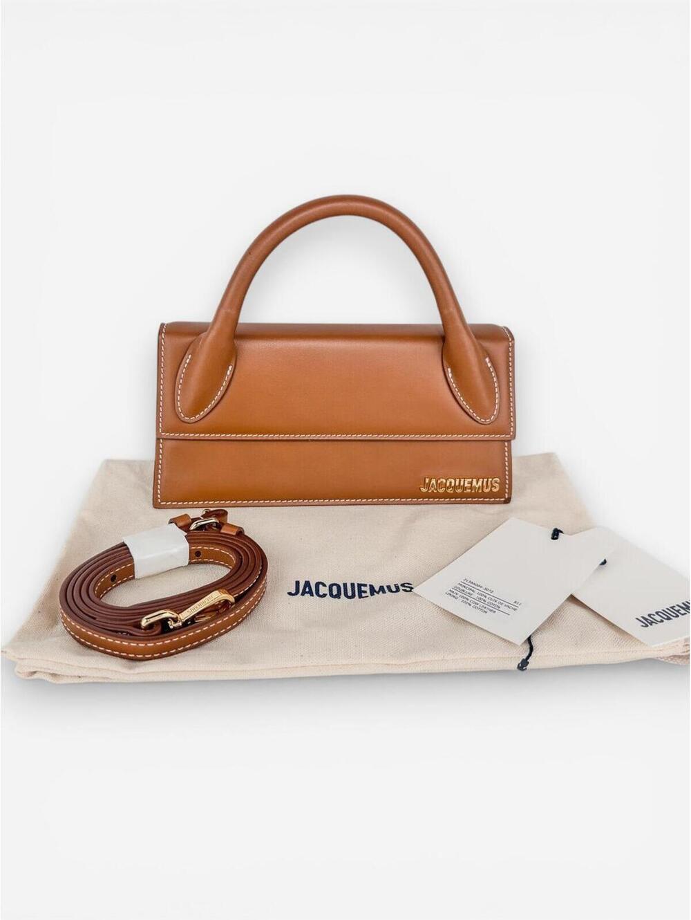 Jacquemus Le Chiquito Long Light Brown Calf Leather Top Handle Bag | New - Picture 9 of 9